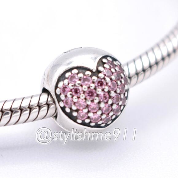 One Authentic PANDORA Love of My Life Clip with Salmon Zirconia - 791053CZS - Picture 2 of 15